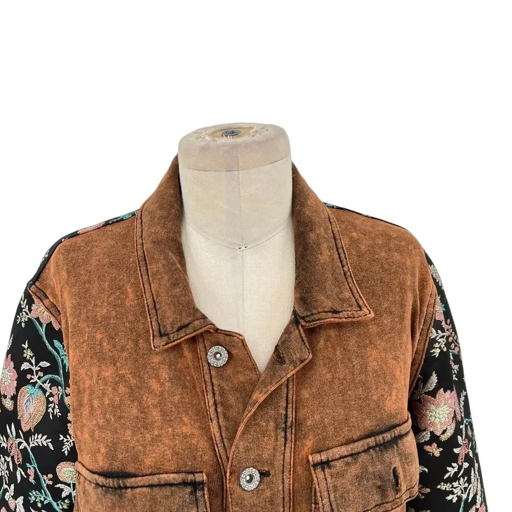 Aratta Silent Journey Coolness Floral Jacquard Sleeve Oversized Shacket Small - Picture 3 of 14